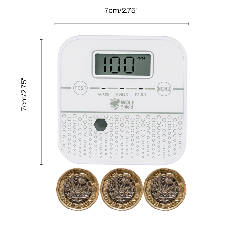 Wolf Shield Carbon Monoxide Detector 10 Year Sealed Battery |Portable Alarm|EN50291:2018 |CO Digital Display (1-Free Standing Bracket White)