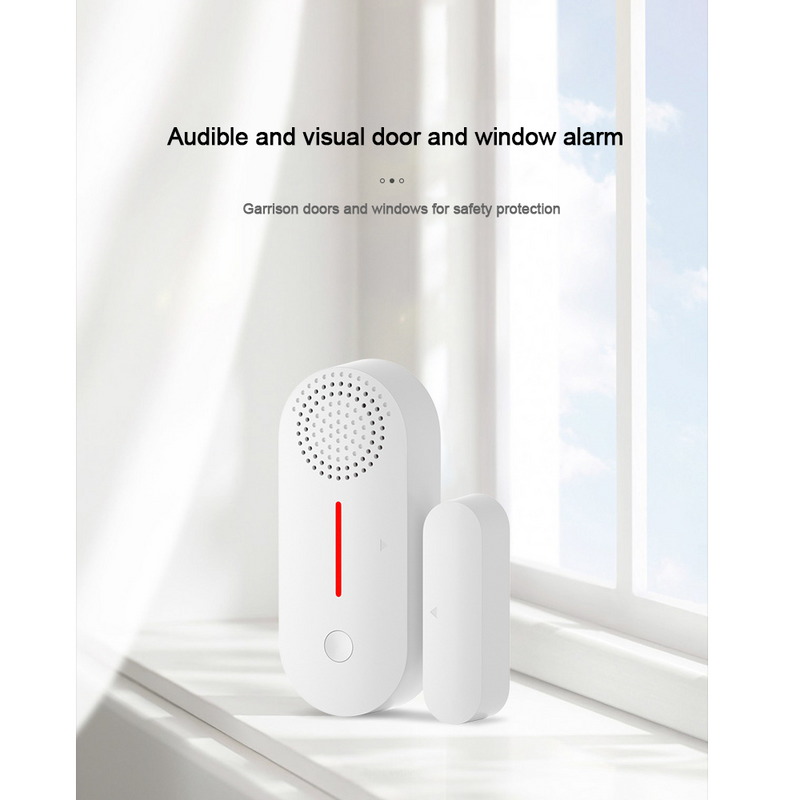 WiFi Window Alarm Door Security Alarm Sensor,  Intelligent Sound Alarm Tuya App Remote Control Automatic Anti-theft Detection for Kids Security Compatible with Alexa Google Home